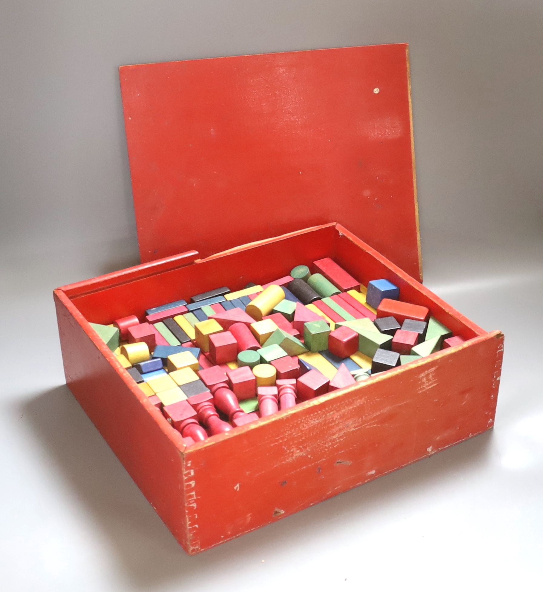 A boxed building brick set